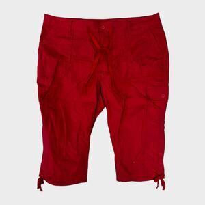 St. John's Bay Womens Plus Size 22W Capri Red Pants Long Shorts